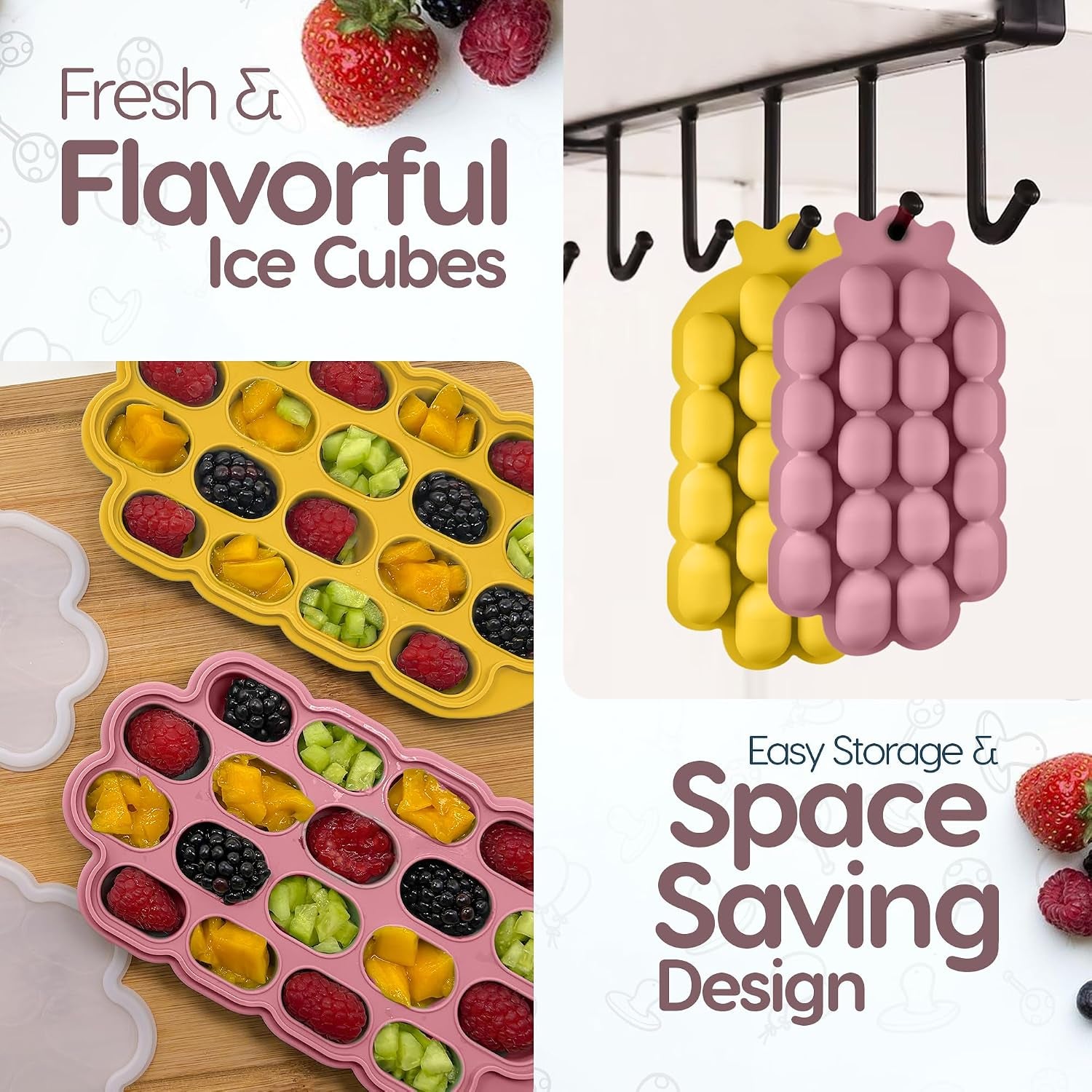 O’Doe Baby Food Freezer Trays | Bpa-Free, Food-Grade Silicone Freezer Molds with 2 Trays(18 Holes) | Silicone Freezer Trays with Lid and Baby Food Freezer Tray for Baby Food Storage Containers Freezer