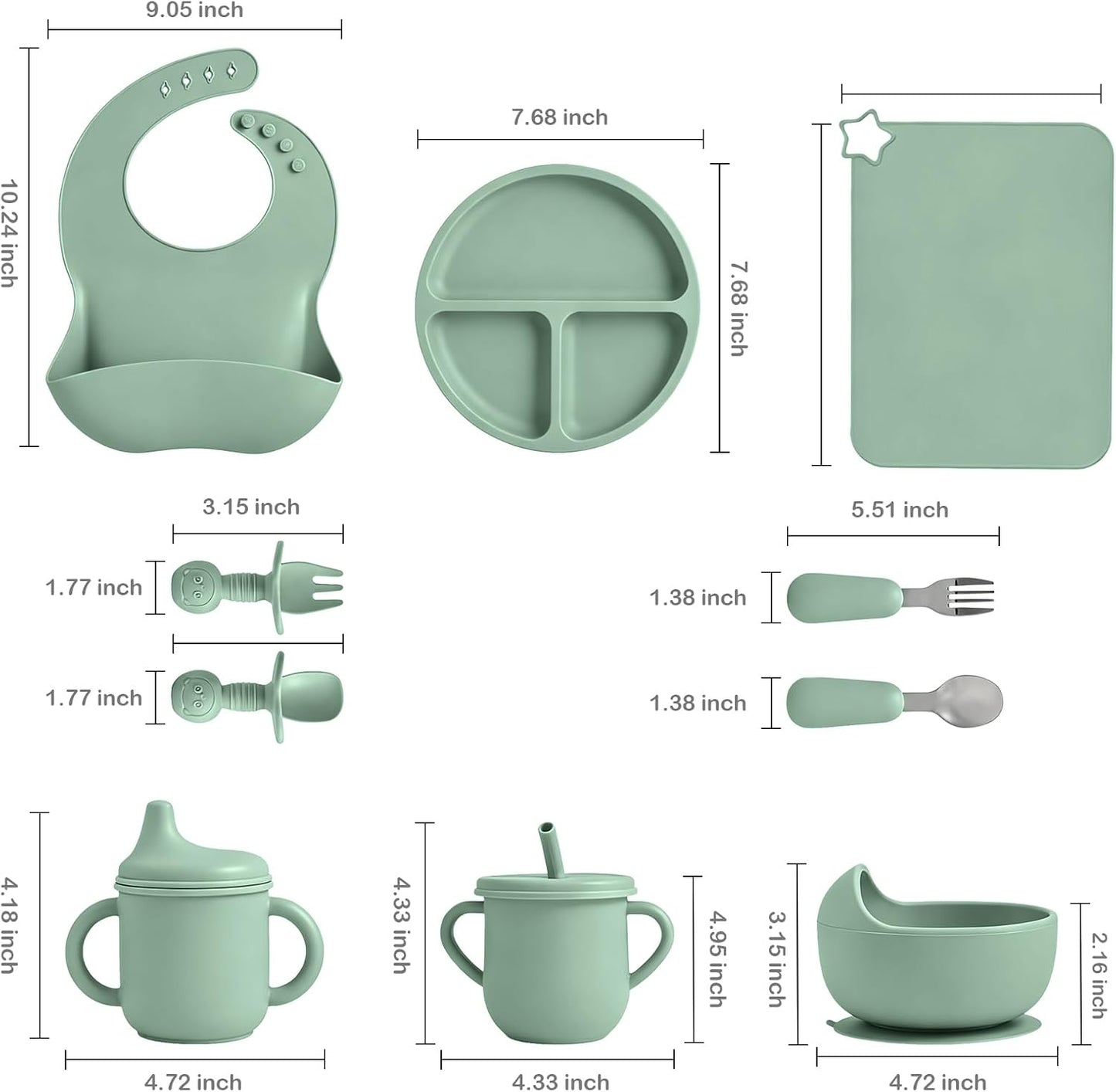 Silicone Baby Feeding Set 10 Pcs, Baby Feeding Essentials