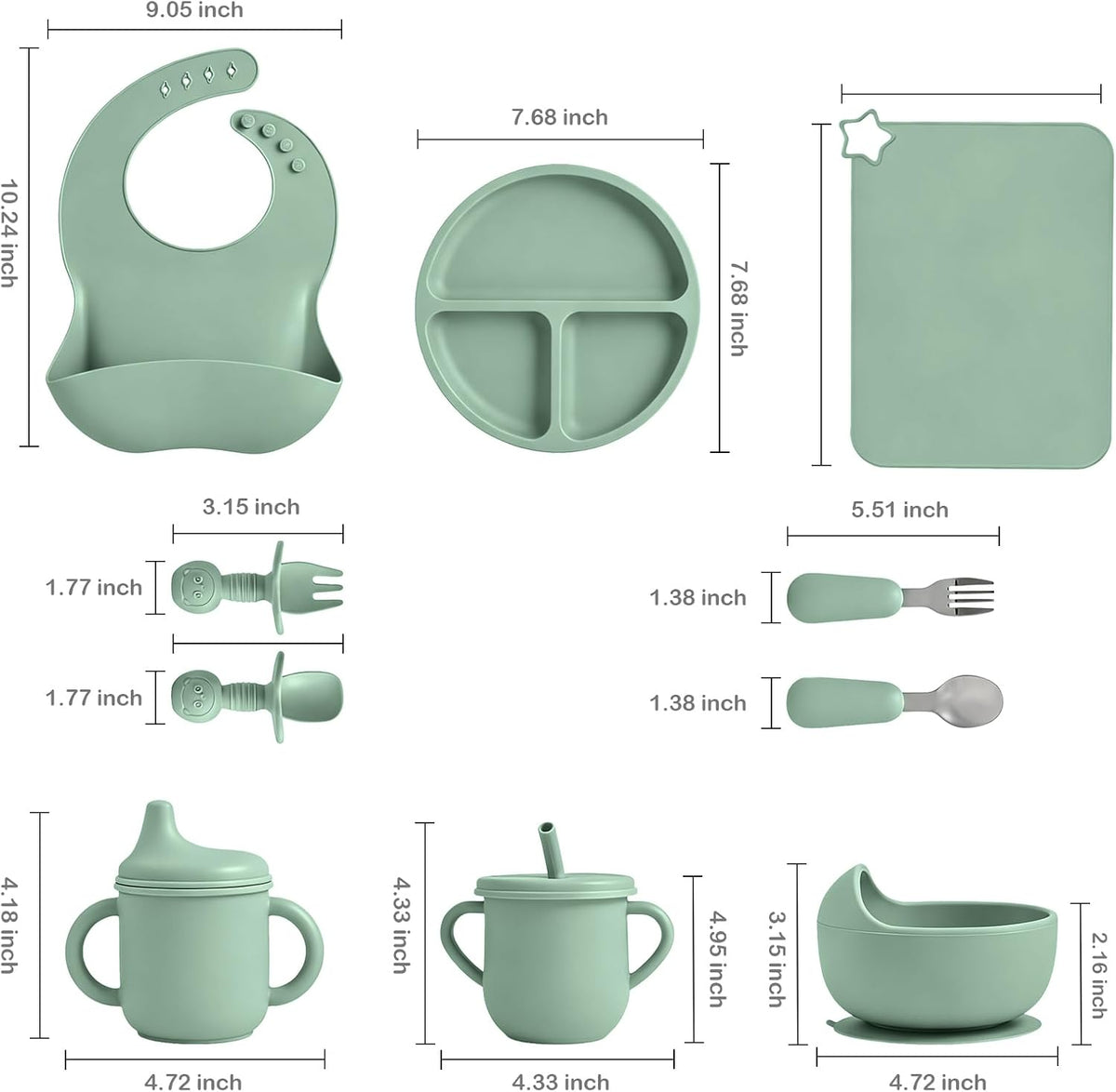 Silicone Baby Feeding Set 10 Pcs, Baby Feeding Essentials