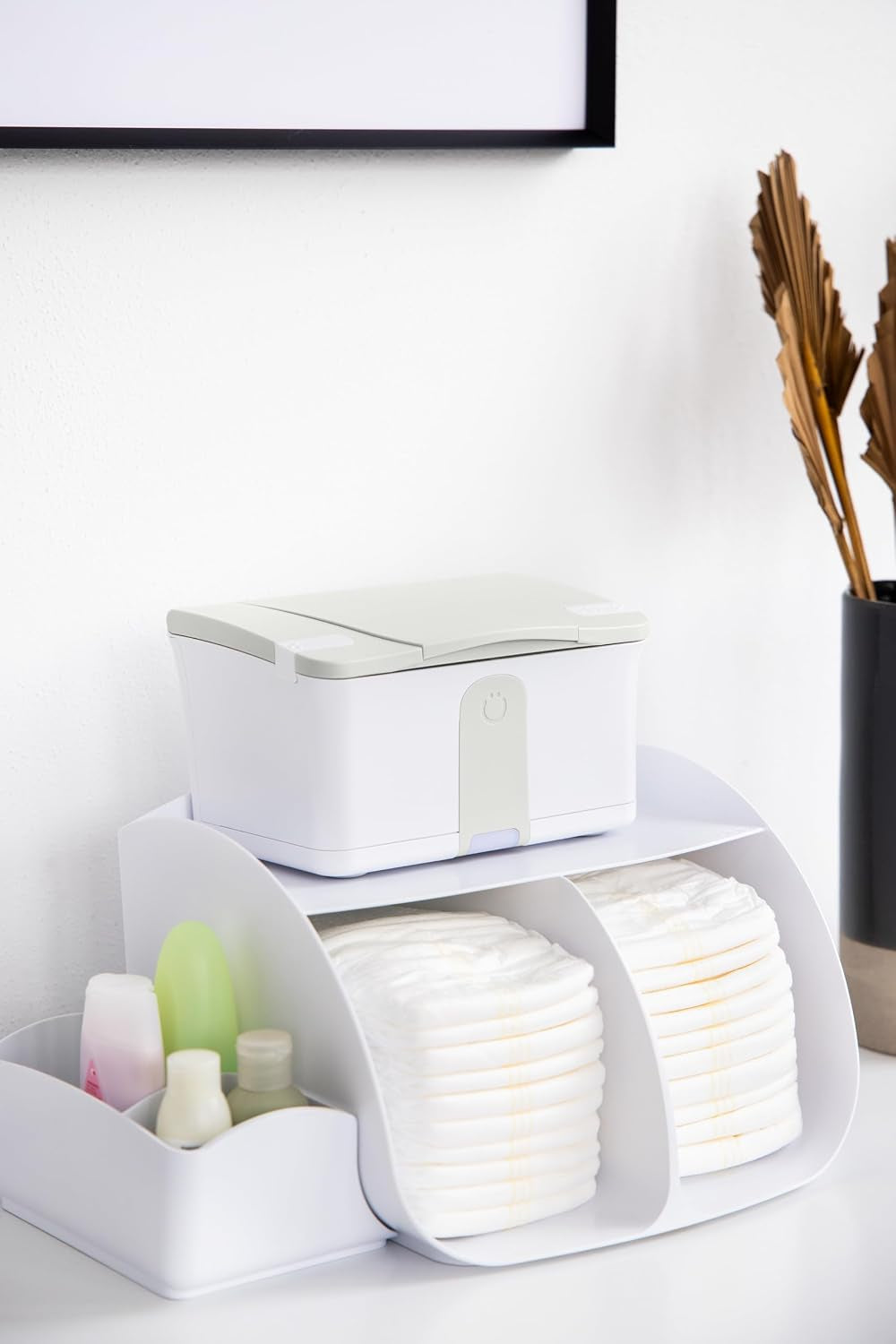 Ubbi Tabletop Diaper Caddy, Diaper Storage, Caddy Organizer, White