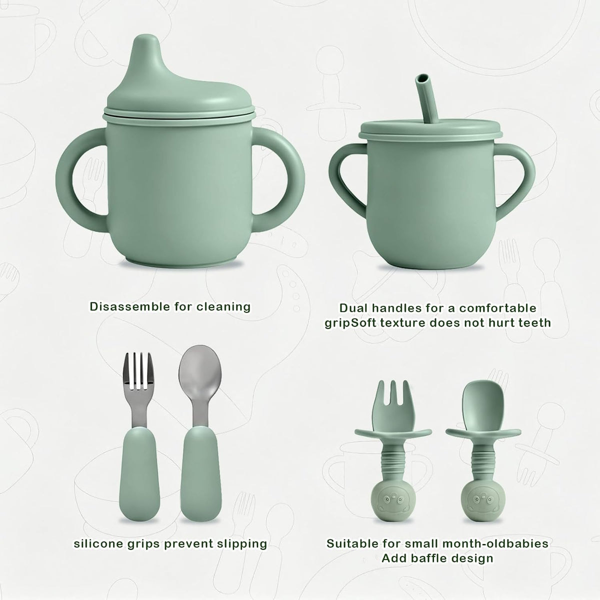 Silicone Baby Feeding Set 10 Pcs, Baby Feeding Essentials