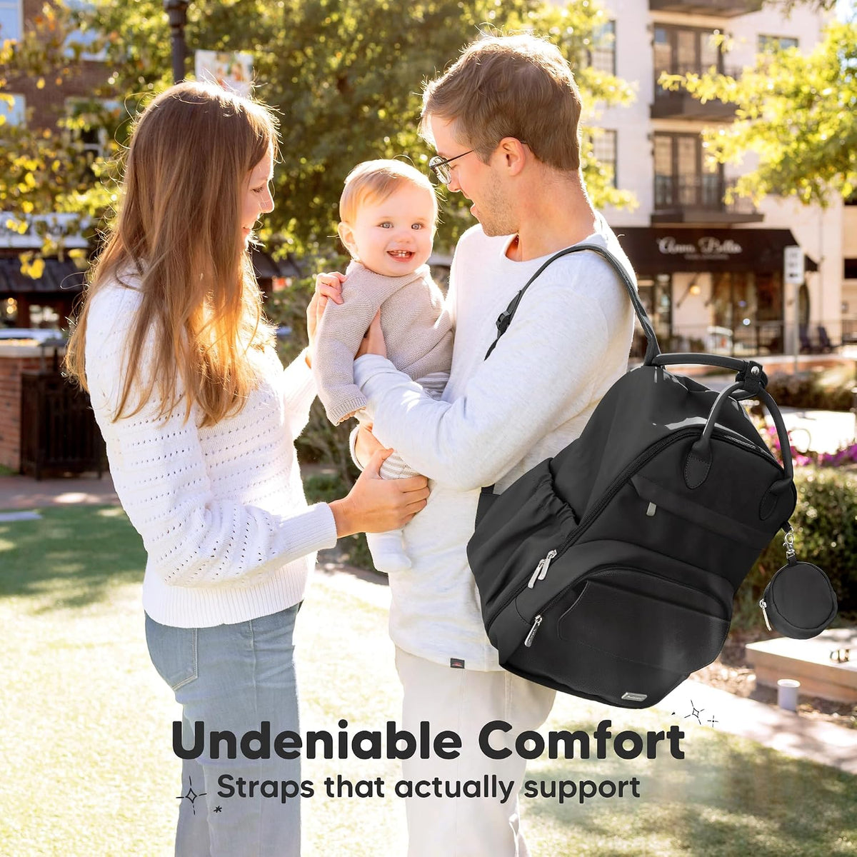 Diaper Bag Backpack, Travel Diaper Back Packs (Trendy Black, J)
