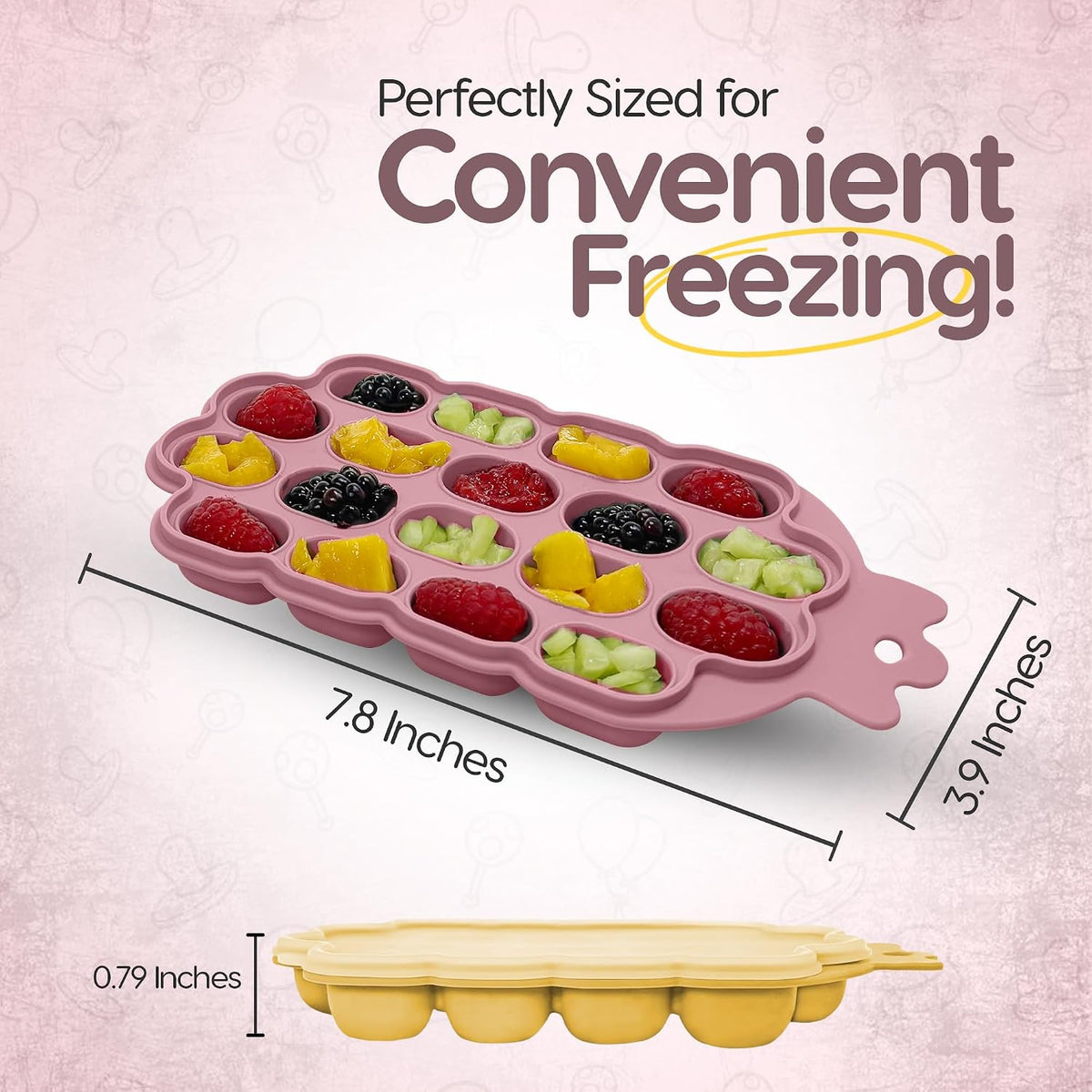 O’Doe Baby Food Freezer Trays | Bpa-Free, Food-Grade Silicone Freezer Molds with 2 Trays(18 Holes) | Silicone Freezer Trays with Lid and Baby Food Freezer Tray for Baby Food Storage Containers Freezer