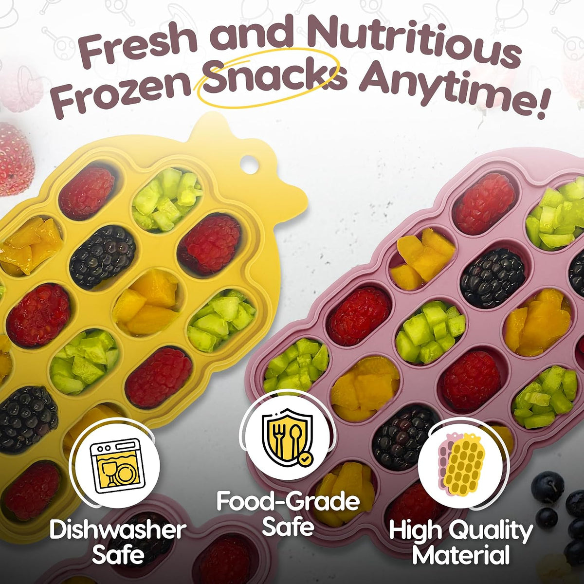 O’Doe Baby Food Freezer Trays | Bpa-Free, Food-Grade Silicone Freezer Molds with 2 Trays(18 Holes) | Silicone Freezer Trays with Lid and Baby Food Freezer Tray for Baby Food Storage Containers Freezer